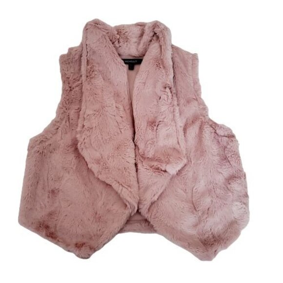 My Michelle Girls Kids Faux Fur Pink Fuzzy Drape Neck Vest Size Large/Size 14 - Picture 2 of 9